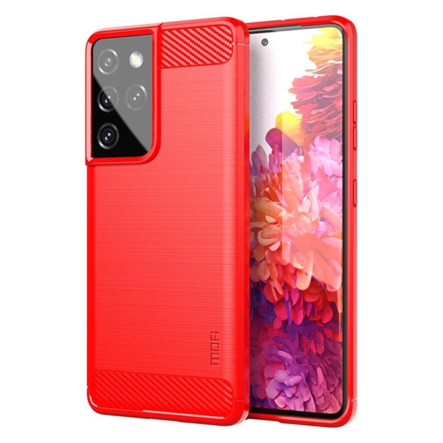 Cover-Discount Galaxy S21 Ultra - Metall Carbon Look Gummi Hülle rot (Samsung Galaxy S21 Ultra) (101232356C)