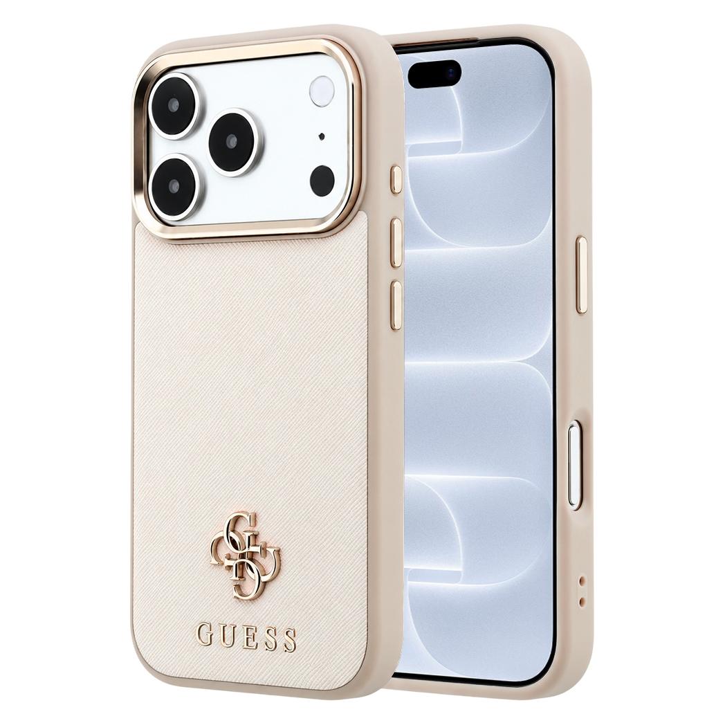Guess - Saffiano Small 4G and Classic MagSafe (GUHMP18L6PSA4DME) - iPhone 18 Pro - Beige (Apple iPhone 17 Pro, Apple iPhone 18 Pro) (GUESS)