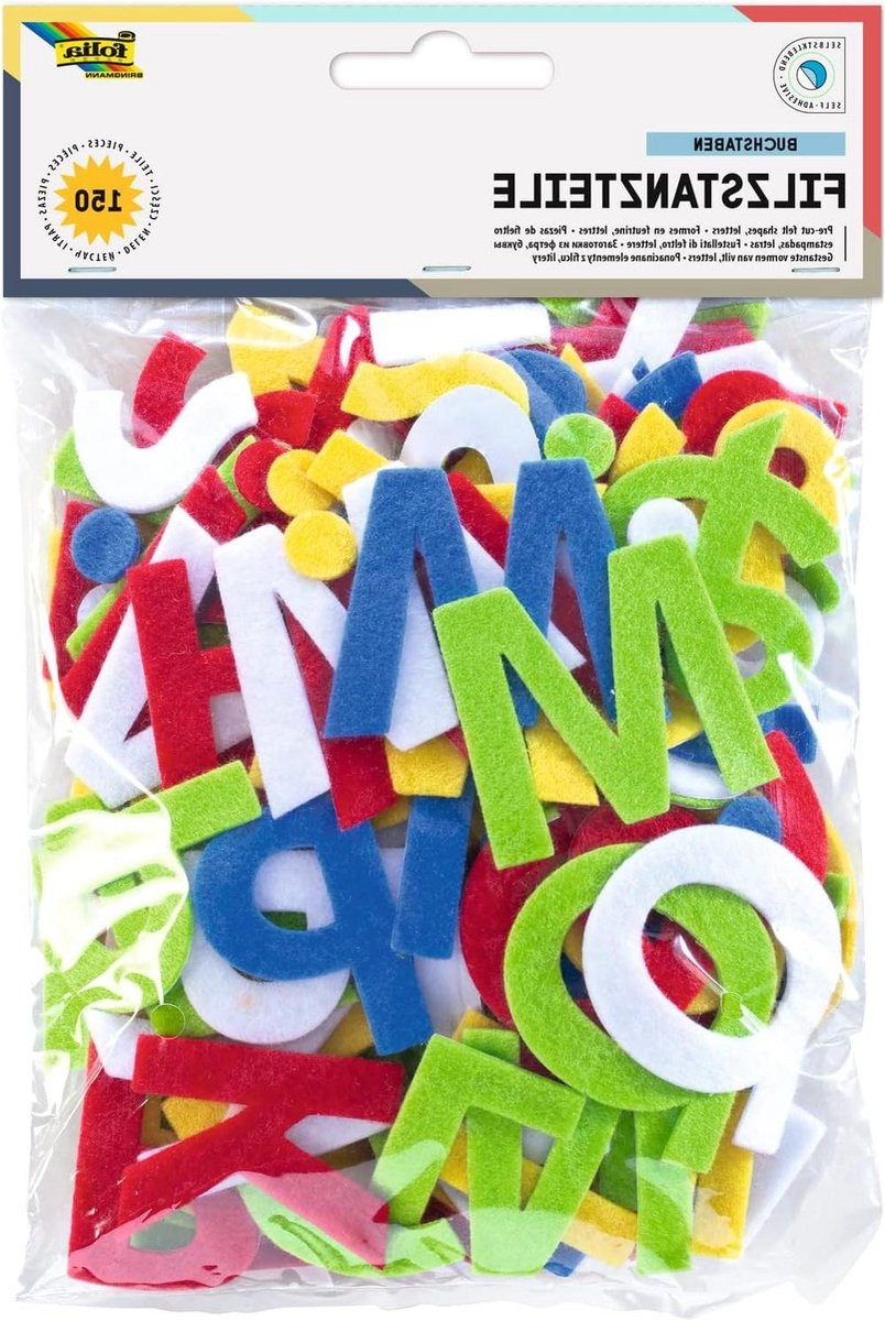 Zelfklevende vilt letters voor knutselprojecten - Veelkleurig - 45 cm