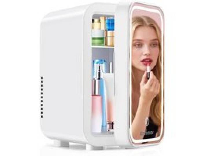Mini frigo - GENERIQUE - 6L - Miroir maquillage LED 3 niveaux - Froid/Chaud thermoélectrique - Double alimentation 230V/12V