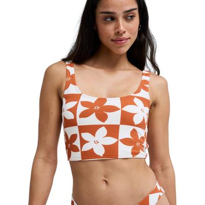 Tankini-Top ROXY "Hazy Days Tank Top", Damen, Gr. L, orange (ginger spice flora), Obermaterial: 95% Nylon, 5% Elasthan., Bikini-Oberteile