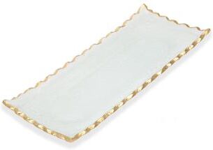 "Alice Pazkus 14""L Glass Oblong Tray With Gold Edge"