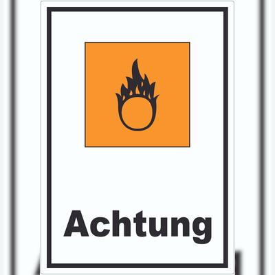HB-Druck Aufkleber Gefahrensymbol Brandfördernd Achtung Brand A7 (74x105mm)