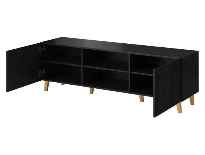 Armoire TV Cama PAFOS\, dimensions 150x42x52 cm\, finition noire mate