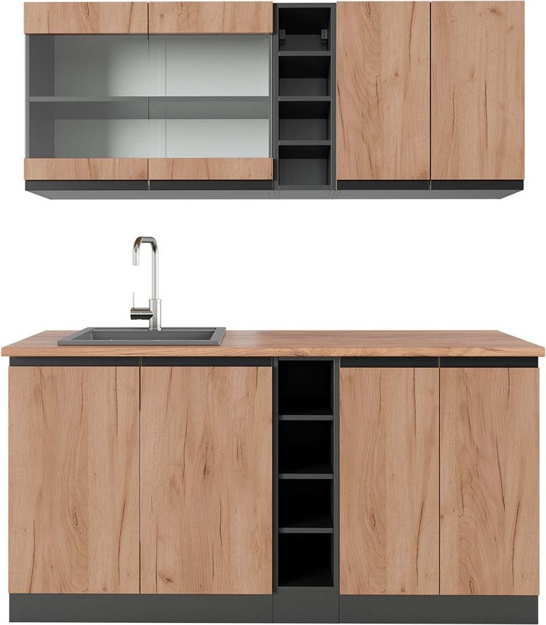 Vicco R-Line Keuken J-Shape Eik goud/antraciet 160 cm