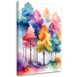 WANDBILD, Bunte Waldlandschaft Natur