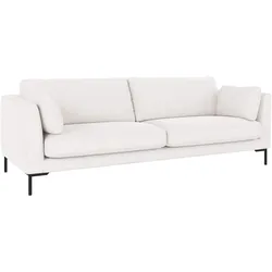 Sofa Corwin 3-Sitzer aus Stoff, klassisch, Bezug Bobby Weiß, Gestell schwarz, komfortabel gepolstert