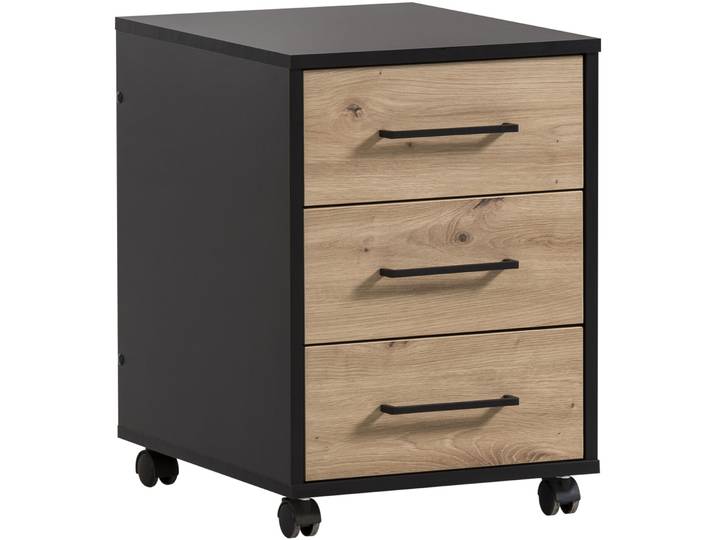 Rollcontainer Nio schwarz, braun Holzwerkstoff B 50 H 57 cm - Rollcontainer