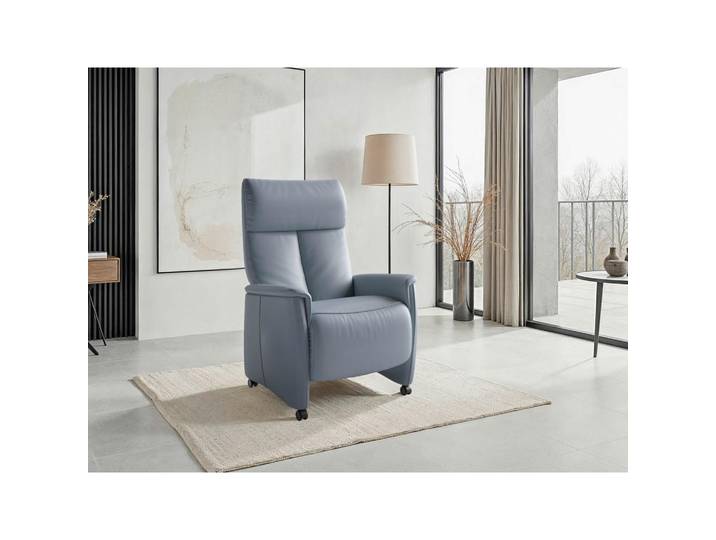 Sit & More Relaxsessel TV Cremona Comfort E M2, Graublau, Kunststoff, Echtleder, Nappaleder, 76x112x84 cm, Goldenes M, Made in Europe, DGM-Klimapakt, Relaxfunktion, Liegefunktion, gepolsterte Armlehnen, Wohnzimmer, Sessel, Relaxsessel