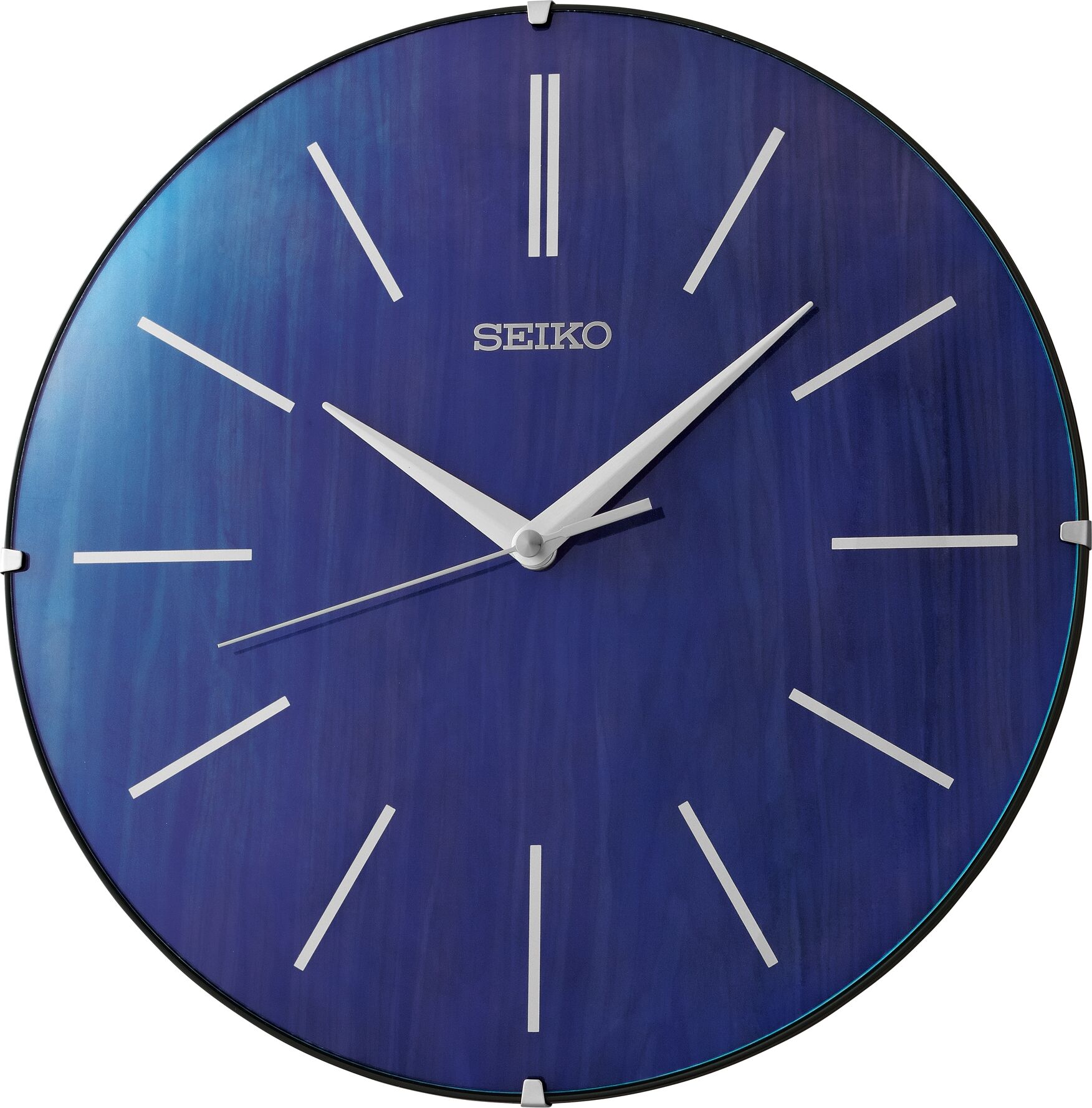 Wanduhr SEIKO, blau, Wanduhren, Ø 30,1cm, Wanduhr, Quarzuhr, durchlaufende Sekunde, Büro, Küche, Esszimmer, Wohnzimmer