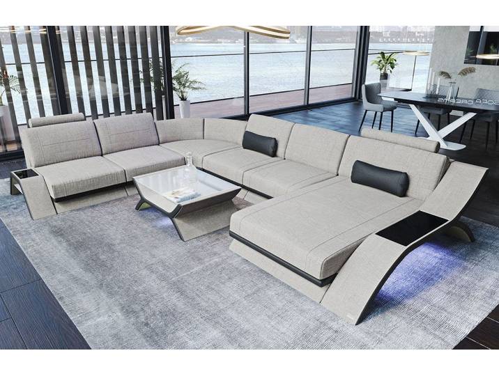 XXL Wohnlandschaft Calabria U-Form aus Stoff
