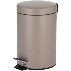 Kela Mülleimer Monaco, 20526, cashmerebraun, Kosmetikeimer aus Metall, 3 Liter
