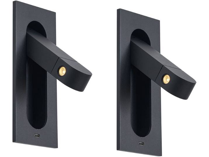 Qazqa moderne wandlamp - Hilton - zwart\, rechthoekig\, 8cm\, binnenverlichting