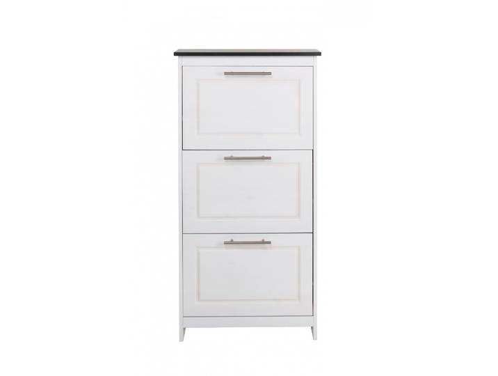 Schuhkipper GOODPRODUCT Lukas, Schuhkommode, schmal, Schuhregal, Schuhorganizer , weiss (weiß), B:60cm H:119cm T:19cm, FSC-zertifiziertes Massivholz, Sideboards, Schuhkipper, aus massiver Kiefer, dekorative Fräsungen, Breite 60 cm