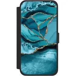 Nivocase Klapphülle für Apple iPhone 15 Pro Max Handyhülle aus Kunst Leder NIVOflip schwarz Edelstein (Apple iPhone 15 Pro Max), Smartphone Hülle, Schwarz