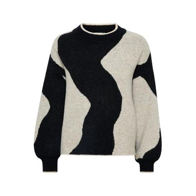 Strickpullover KAFFE "Damen Strickpullover KAwilma", Damen, Gr. XL, bunt (abstract knit pattern), Obermaterial: 46% Polyacryl PAN. 45% Nylon NY. 5% Wolle mw. 4% Elasthan EL., Pullover Strickpullover