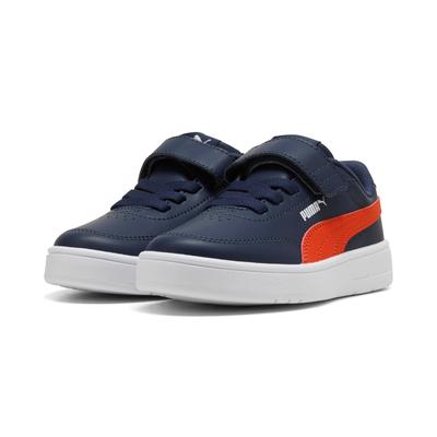 Sneaker PUMA "COURT CLASSIC CLEAN AC PS", Mädchen, Gr. 28, puma navy, rot flash, unifarben, Schuhe Sneaker, für sportliche Aktivitäten und Streetwear, mit SOFTFOAM+ Dämpfung