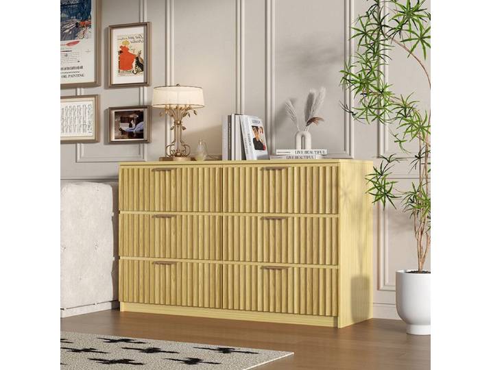 Commode de Chambre - chêne clair 120 cm - Commode 6 tiroirs - Salon chambre à couche & enfant