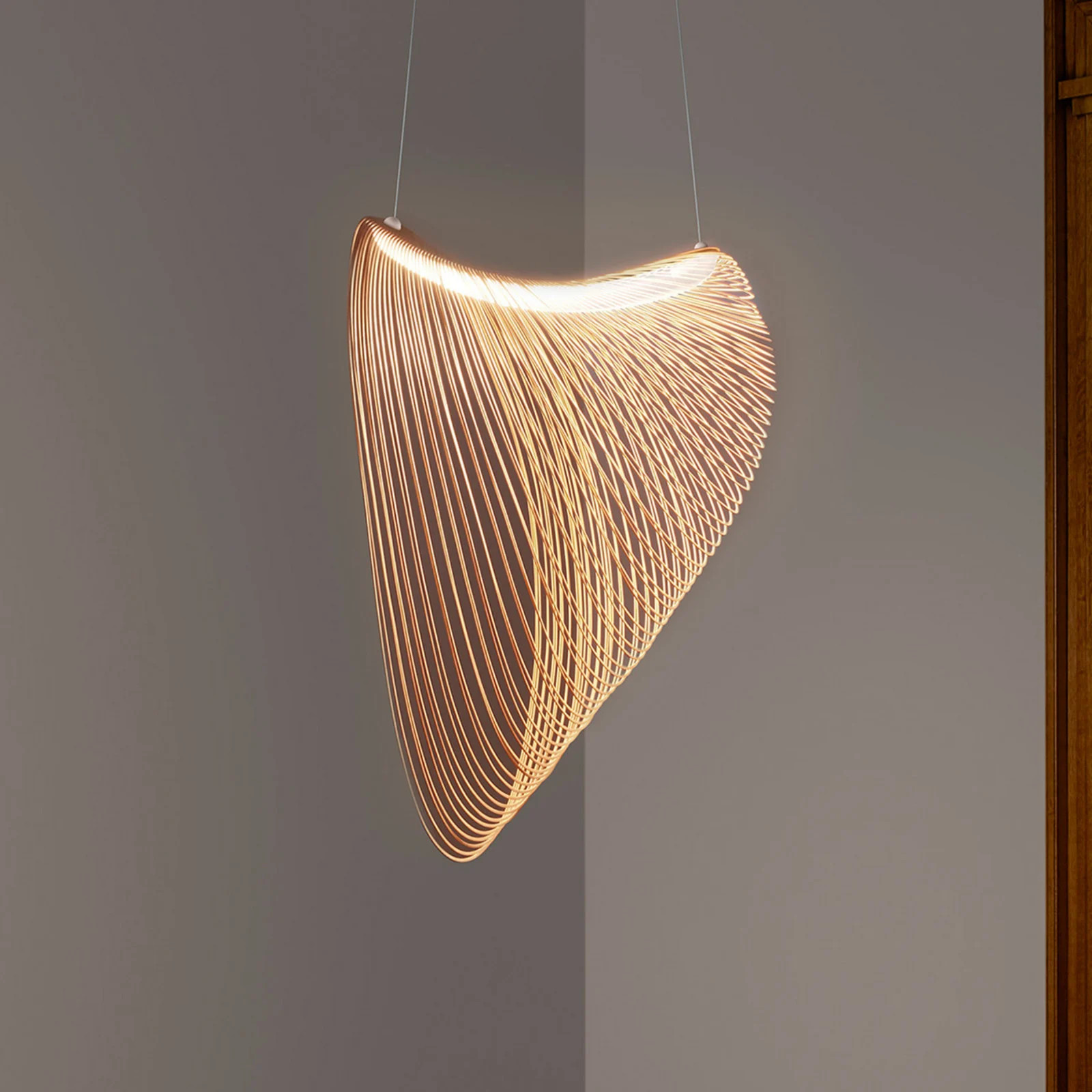 Luceplan Illan LED hanglamp van hout, Ø 80 cm, dimbaar