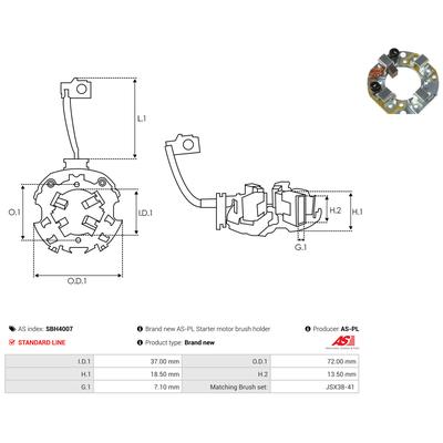 AS-PL Halter, Kohlebürsten sbh4007 720mm