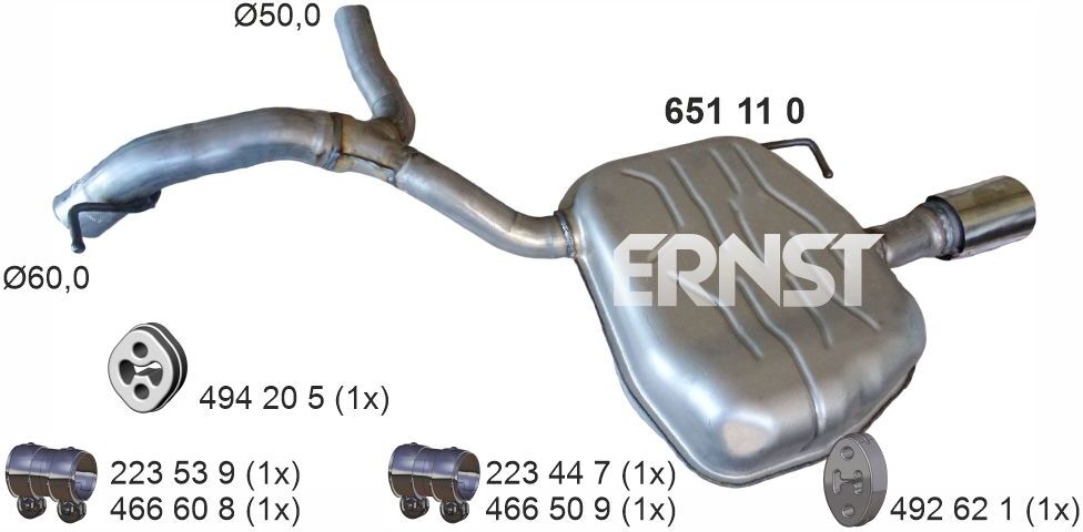 Ernst Endschalldämpfer 651110 Links Für Volvo