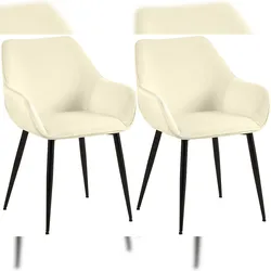 Proregal CHEFGASTRO 2er Set Esszimmerstuhl DETROIT Samt HxBxT 82x52x63cm Creme Küchenstuhl