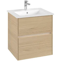 Villeroy & Boch Waschbeckenunterschrank Collaro, Eckig, Nordic Oak, 561x610x480mm, mit Beleuchtung und Absenkautomatik