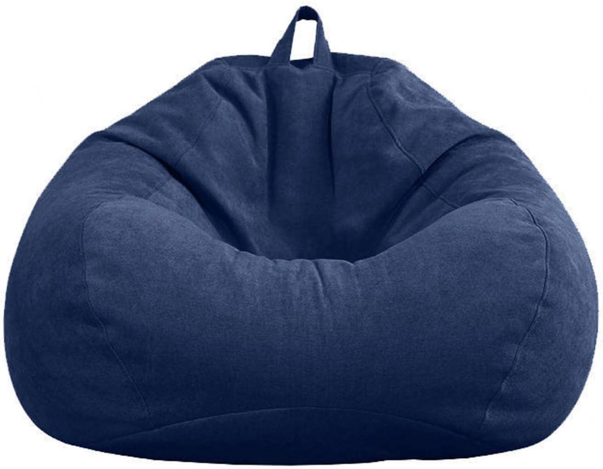 Donkerblauwe Zitzak Stoel met Afneembare Hoes - 110 x 130 cm