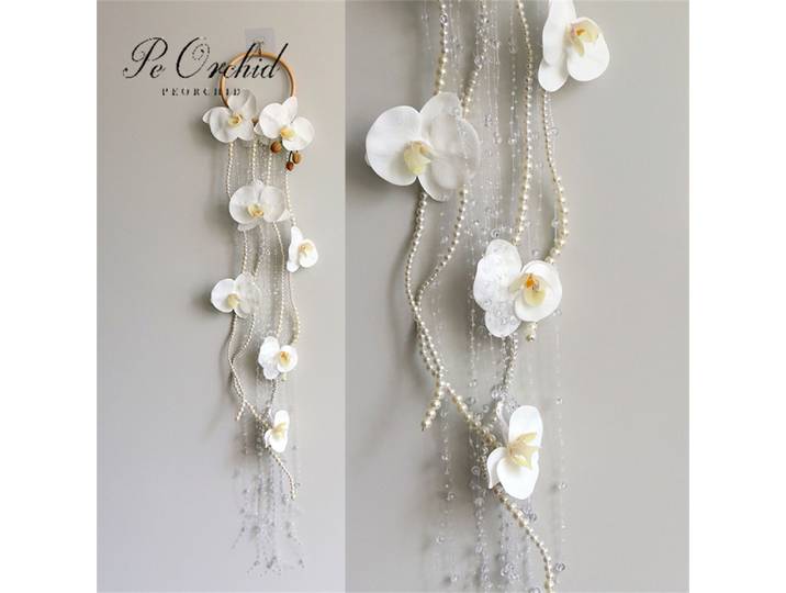 Peorchidée blanche orchidée cerceau Bouquet de mariée avec perles fausse fleur cerceau de mariage Boho rustique mariée cadeau demoiselle d'honneur Bouquet
