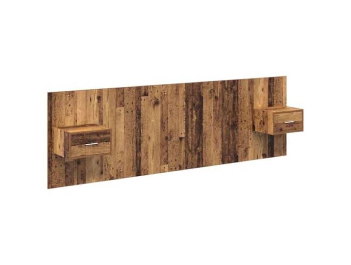 KTHLBRH Kopfteil mit Nachttisch, 3-teilig, aus Holz Minimalistisches Design, integrierte Schränke, Wandmontage, glatte Oberfläche, klare Linien, moderner Stil
