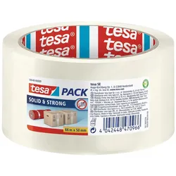 tesa, Klebeband, 6x tesapack SOLID & STRONG Packband, leise abrollbar (50 mm)