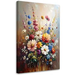 BILD auf Leinwand, Wiesenblumen Pflanzen Wiese Natur