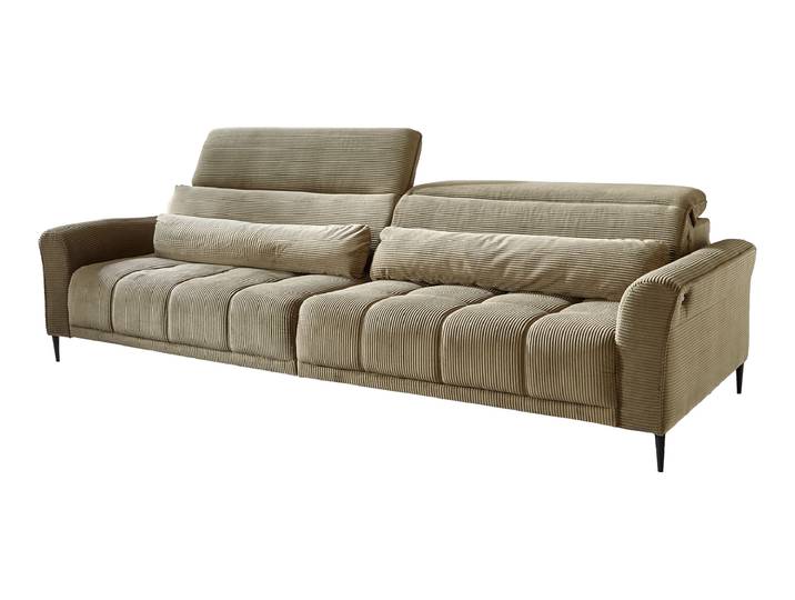 Big Sofa Cord grün elektrisch ausfahrbar 280 cm - LOGAN