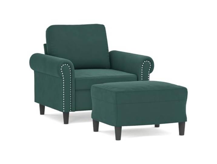 Makastle Sessel mit Hocker Dunkelgrün 60 cm Samt