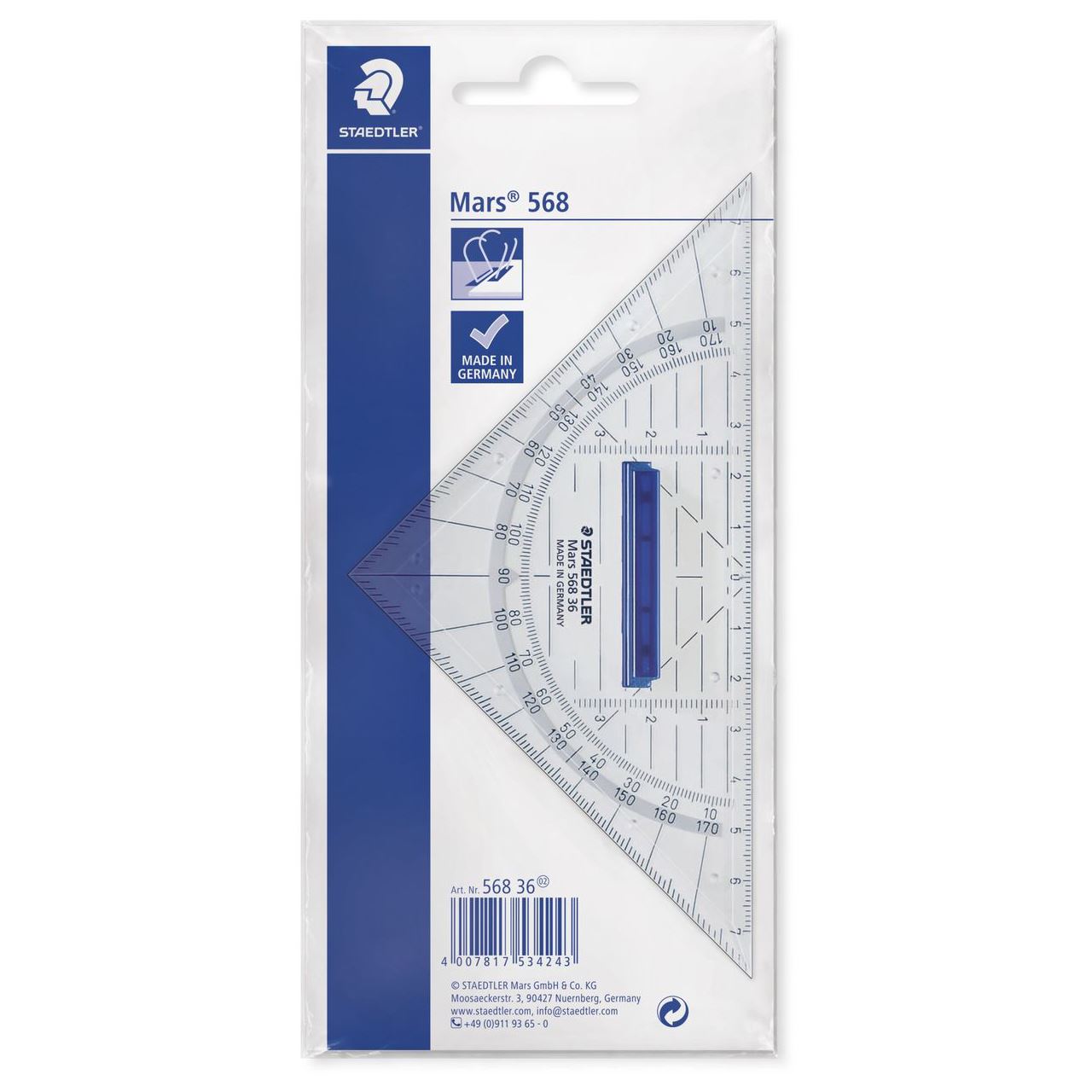 Staedtler Geodreieck 16cm P.styrol m.Griff tr