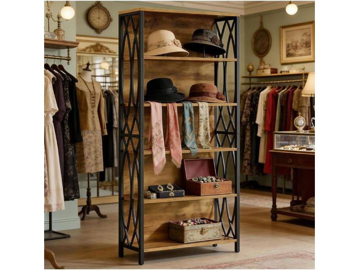 VUENOR Bibliothèque ouverte 180 cm noir et marron – style industriel