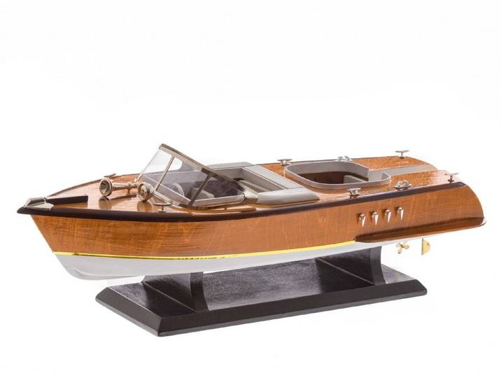 Aubaho Dekoobjekt Modellschiff Sportboot Italien Schiffsmodell Yacht Schiff Boot 50cm ke