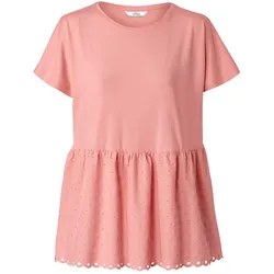 Tchibo - Shirt im Materialmix mit Stickerei - Damen - Gr. S - koralle