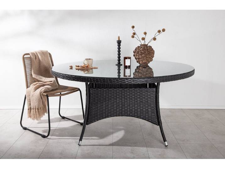 Gartentisch Eluno - das moderne Design schafft eine gemütliche Atmosphäre - Schwarz - ø150 - Luxusbetten24