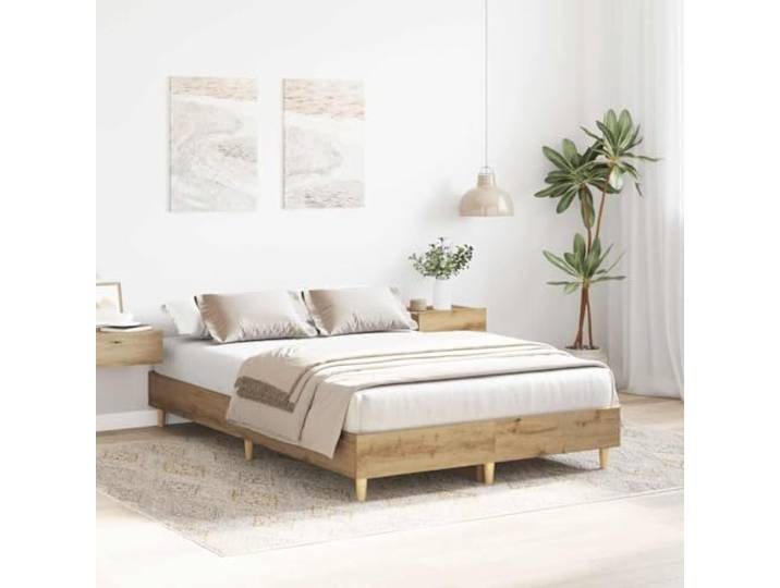 KTHLBRH Bettrahmen Eiche Handwerk 120 x 190 cm Technisches Holz, Lattenrost, stabile Beine, für Schlafzimmer