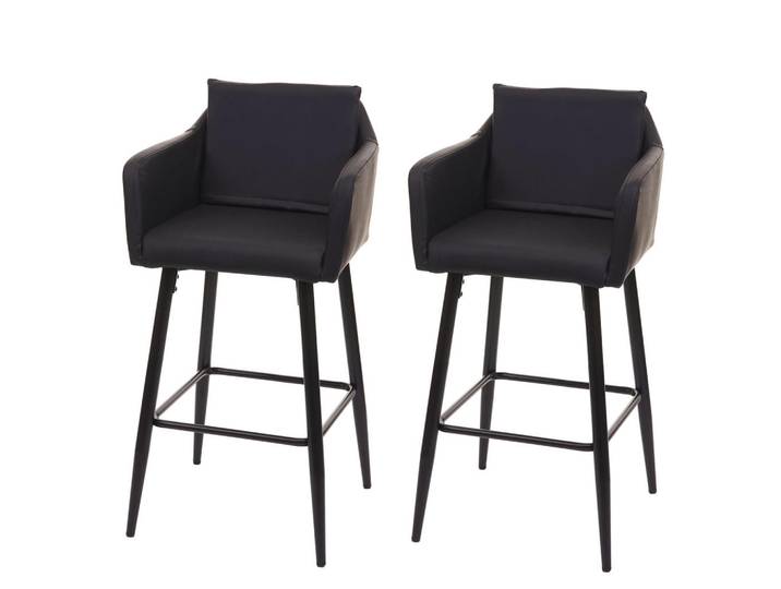 Jamb Barhocker Schwarz 2er-Set, Textil, 54x105x53 cm, Esszimmer, Barmöbel, Barhocker