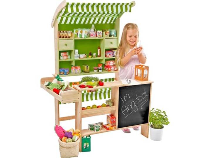 Tanner DE KLEINE KOOPMANN TANNER Deco - grote biomarkt, met miniatuur levensmiddelen, accessoires voor koopmanwinkel, voedselveilig design, 0346.8