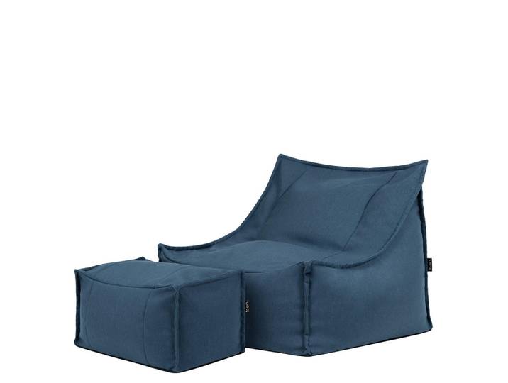 icon Sitzsack Outdoor-Sessel Alto + Hocker, Blau, 300 L, Füllung: EPS Mikroperlen, Rechteckig, 94x75x94 cm, Gartenmöbel, Gartensessel, Outdoor-Sitzsäcke