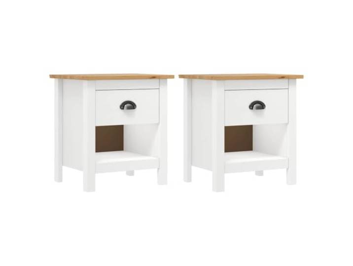 HEFZGDB Nachttisch 2 Stück Hill 46x35x49,5 cm Massivholz Kiefer mit Schublade und Ablage, Stabiles Beistellmöbel für Wohnzimmer oder Schlafzimmer, Universeller Telefontisch