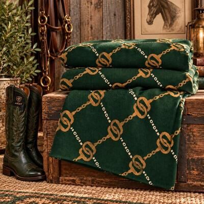 In2Green Equestrian Riding Motif Knit Throw