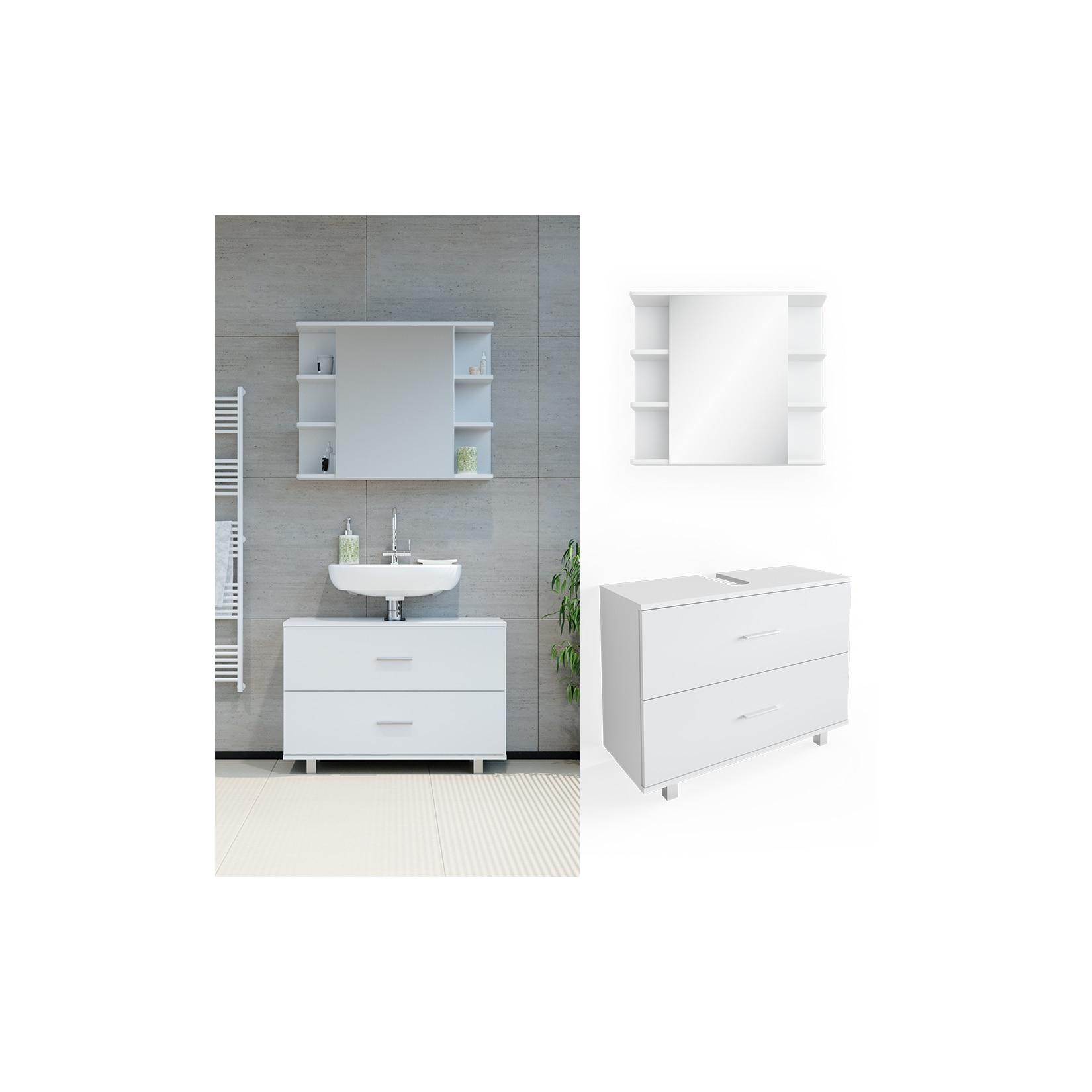 VICCO Badmöbel Set ILIAS Weiß Bad Spiegel Unterschrank Badschrank