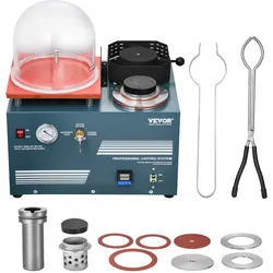 VEVOR Vakuum-Einbettgussmaschine 2 L mit Schmelzofen & praktischer Öleinspritzöffnung, Metallschmuckgusswerkzeug Vakuumgussmaschine zum Gießen von Schmuck und Schmelzen von Schrott Silber Gold Kupfer