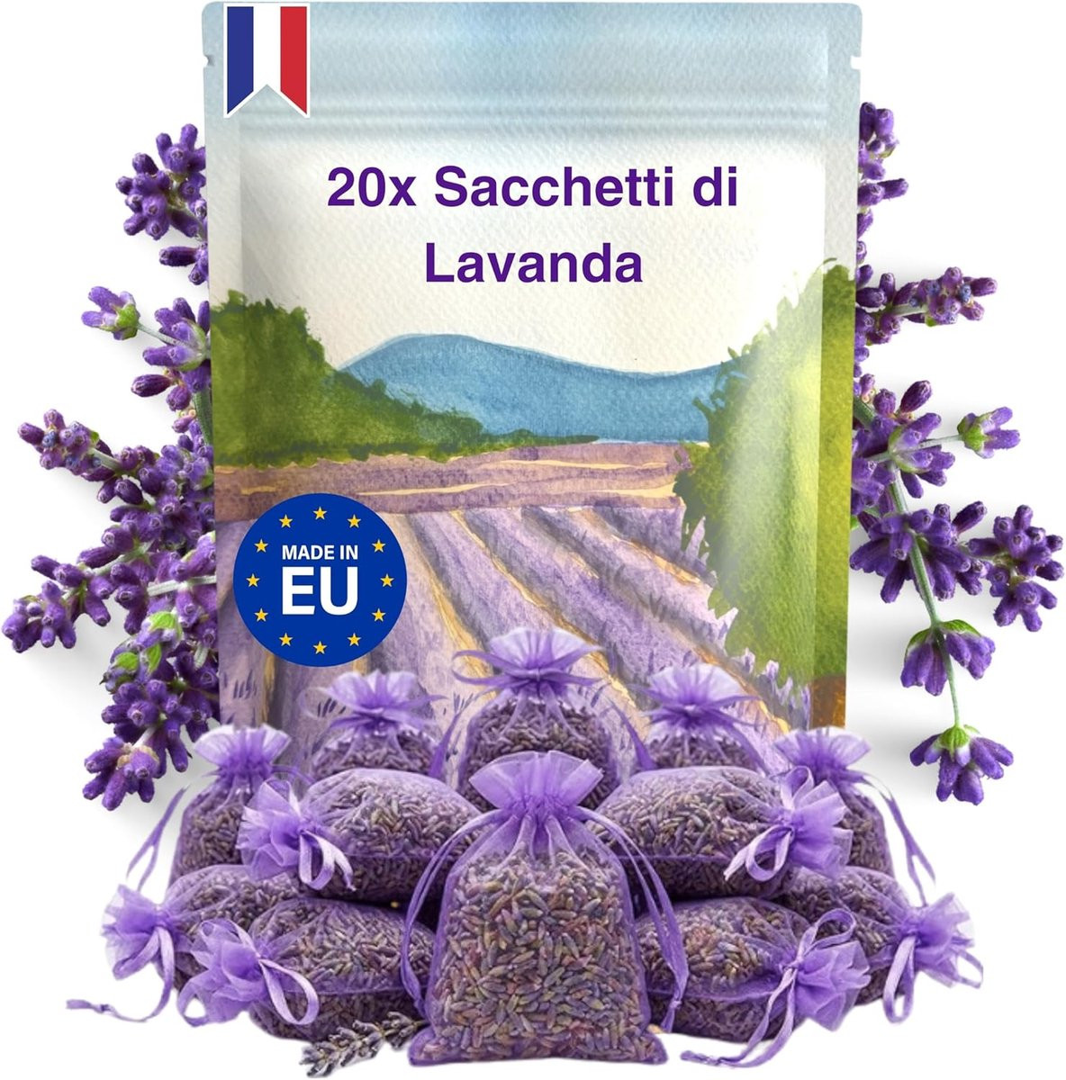 20 Zakjes Lavendelparfums Premium Kwaliteit Luchtverfrisser uit Provence Frankrijk 120g