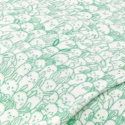 Flanell "Häschen", weiß/mint