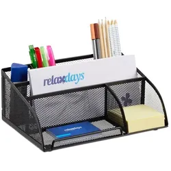 Relaxdays Schreibtischorganizer 5 Ablagen Metall Schwarz